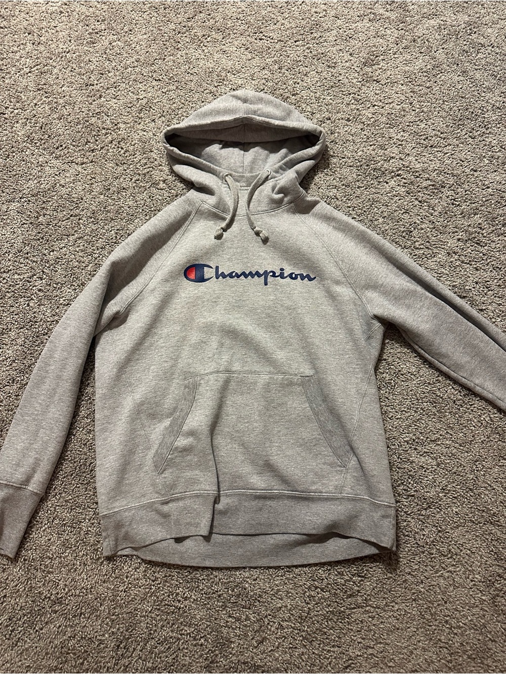 Champion Authentic Athleticwear Script Logo Hoodie Gray Medium